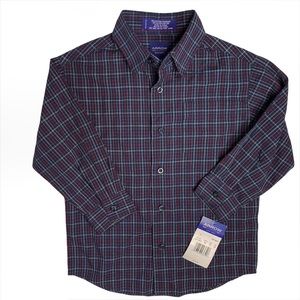 Arrow boys’ navy blue plaid button down shirt size 4 NWT